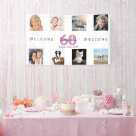 60. Geburtstagsparty Foto Collage Frau Weiß Banner