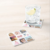 60. Geburtstagsparty Foto Collage Rechteckiger Pappuntersetzer (Vor Ort)