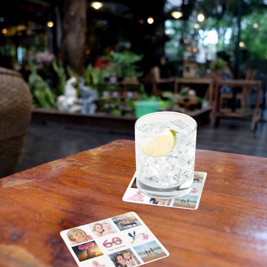 60. Geburtstagsparty Foto Collage Rechteckiger Pappuntersetzer