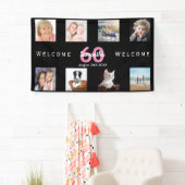 60. Geburtstagsparty Foto Collage Schwarz Banner (Insitu)