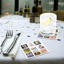 60. Geburtstagsparty Foto Collage Typ Männer Rechteckiger Pappuntersetzer