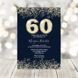 60. Geburtstagsparty für Marinemänner und Goldfrau Einladung<br><div class="desc">Navy & Gold Mens oder Frauen 60. Geburtstagsparty Einladung schöne Imitate Gold Glitzer Confetti Einladung. Matching Sammlung in Niche und Nest Store. Design Courtesy of Studio Dänemark</div>