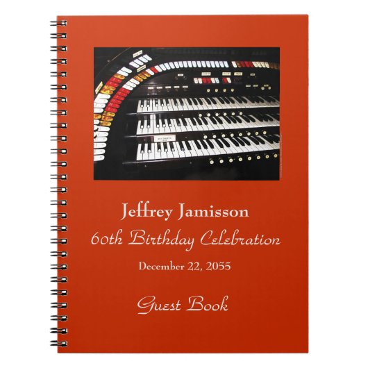 60. Geburtstagsparty Gästebuch, antike Orgel Notizblock (Vorderseite)