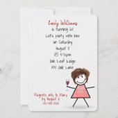 60. Geburtstagsparty Girl with Wine Einladung (Vorderseite)