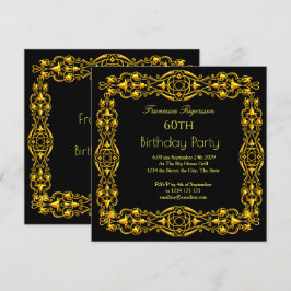 60. Geburtstagsparty Gold Black Einladung