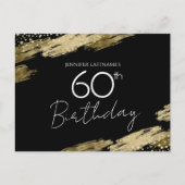 60. Geburtstagsparty Gold Black Einladung Postkart Postkarte (Vorderseite)