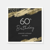 60. Geburtstagsparty Gold Black Einladung Serviette (Vorderseite)