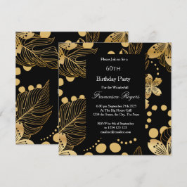 60. Geburtstagsparty Gold Black Square Einladung