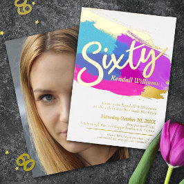 60. Geburtstagsparty Gold Foto abstrakte Kunst Folieneinladung
