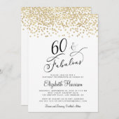 60. Geburtstagsparty Gold Glitzer Einladung (Vorne/Hinten)