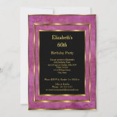 60. Geburtstagsparty Gold Lila Black Einladung (Vorderseite)