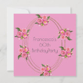 60. Geburtstagsparty Gold Pink Blume Einladung (Rückseite)