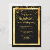 60. Geburtstagsparty Gold Rahmen schwarz Einladung (Rückseite)