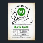 60. Geburtstagsparty - Green Schwarz-weiß Einladung<br><div class="desc">60. Geburtstagsparty Einladung in Grün Weiß Schwarz mit retro cremigem Hintergrund. Feiert bis 60 Jahre! Kann in jedes Jahr personalisiert werden. Bitte schreiben Sie mir,  wenn Sie weitere Anpassungen benötigen.</div>