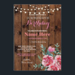 60. Geburtstagsparty Holz Blume Floral Pink Einlad Einladung<br><div class="desc">Rustikales Holzflordesign. Perfekt für jedes Alter Geburtstag. Ändern Sie einfach den Text,  um Ihr Party . Rückdruck im Lieferumfang enthalten.</div>