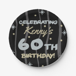60. Geburtstagsparty Ihren Namen hinzufügen Pappteller