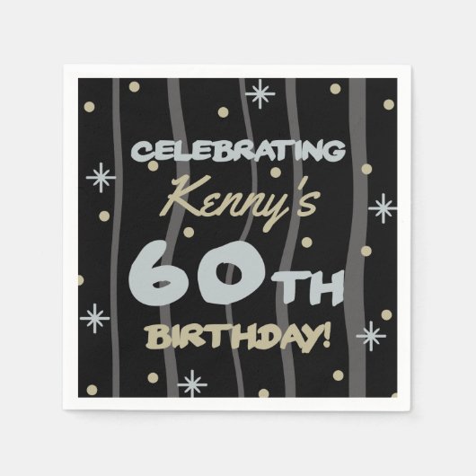 60. Geburtstagsparty Ihren Namen hinzufügen Serviette (Vorderseite)