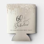 60. Geburtstagsparty im Gold Glitzer Dosenkühler (Rückseite)