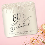 60. Geburtstagsparty im Gold Glitzer Rechteckiger Pappuntersetzer<br><div class="desc">Chic Custom 60. Geburtstagsparty Untersetzer mit "60 & Fabulous" in einem eleganten Kalligraphie-Skript,  ein vergoldeten Imitat Folie Hintergrund und tropfende Gold Imitate Glitzer. Ideal für eine Tischdekoration,  bei der man Zuhause als Gastgeschenk im Souvenir genießen kann.</div>