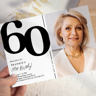 60. Geburtstagsparty im Schwarz-weißen Foto Einladung