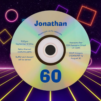 60. Geburtstagsparty Imitate CD Retro 90er Musik Einladung