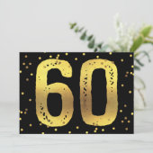 60. Geburtstagsparty Imitats Gold Foil Confetti Bl Einladung (Stehend Vorderseite)