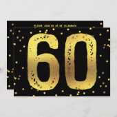 60. Geburtstagsparty Imitats Gold Foil Confetti Bl Einladung (Vorne/Hinten)