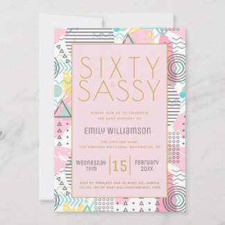 60. Geburtstagsparty in Sassy Pink Retro 60. Gebur Einladung