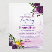 60. Geburtstagsparty Lila Blumenrosa Einladung (Vorne/Hinten)