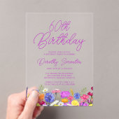 60. Geburtstagsparty Lila Boho Wildblume Acryleinladungen (Insitu (Handheld))