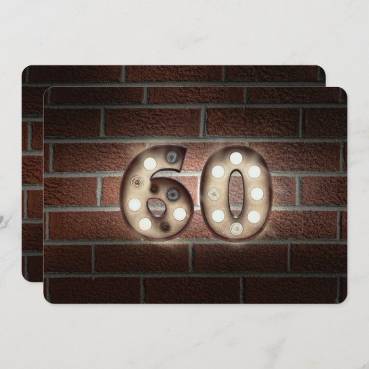 60. Geburtstagsparty-Markise auf Backstein Einladung (Vorne/Hinten)