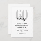 60. Geburtstagsparty Minimal Chic Einladung (Vorne/Hinten)