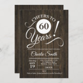 60. Geburtstagsparty mit Holzmuster Einladung (Vorne/Hinten)