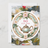 60. Geburtstagsparty Nachmittagstee Hübsch Einladung (Rückseite)