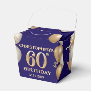 60. Geburtstagsparty Navy Blue und Gold Ballons Geschenkschachtel