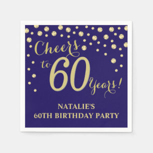 60. Geburtstagsparty Navy Blue und Gold Diamond Serviette