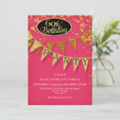 60. Geburtstagsparty Pennant Banner Confetti Einladung (Stehend Vorderseite)