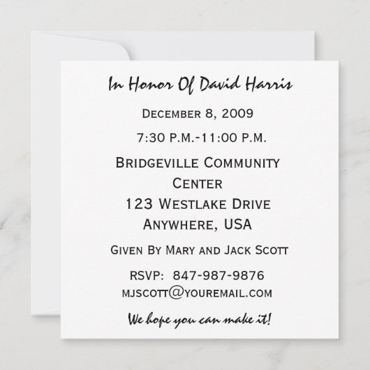 60. Geburtstagsparty Personalisierte Einladung (Rückseite)