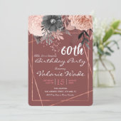 60. Geburtstagsparty Pink Roses Einladung (Stehend Vorderseite)
