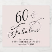 60. Geburtstagsparty Pink Schaumweinetikett (Einzelnes Label)