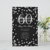 60. Geburtstagsparty-Programm Silberner Glitzer mi (Stehend Vorderseite)