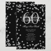 60. Geburtstagsparty-Programm Silberner Glitzer mi (Vorne/Hinten)