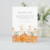 60. Geburtstagsparty Pumpkin Wildblume Custom Dankeskarte (Stehend Vorderseite)