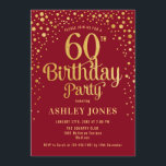 60. Geburtstagsparty - Red & Gold Einladung<br><div class="desc">60. Geburtstagsfeier Einladung. Elegantes Design in Rot und Imitat Glitzer Gold. Features stilvolle Skript-Schriftart und Konfetti. Nachricht,  wenn du ein Alter brauchst.</div>