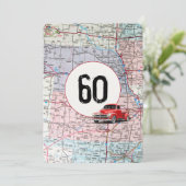 60. Geburtstagsparty Red Retro Truck Einladung (Stehend Vorderseite)