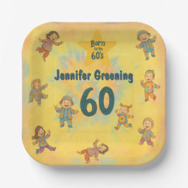60. Geburtstagsparty Retro geboren in den 60er Jah Pappteller