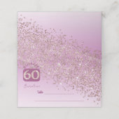 60. Geburtstagsparty Rose Gold Glitzer Platzkarte (Außenseite Aufgefaltet)