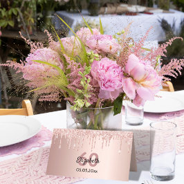60. Geburtstagsparty Rose Gold Glitzer rosa Funkel Platzkarte