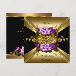 60. Geburtstagsparty Rose Lila Gold Black Einladung
