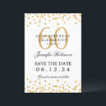 60. Geburtstagsparty Save the Date Confetti Einladung<br><div class="desc">Elegantes "60th Birthday Party" Design mit Imitats Glitzer Konfetti und Details Text. Einfach zu bedienen und leicht zu personalisieren. Bestelle noch heute!</div>
